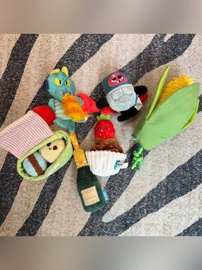 Barkbox Dog Toys Lot of 6 Plushes Crinkles and Squeakers